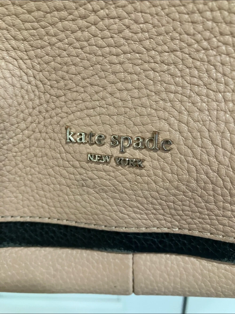 Kate Spade Women's Tan Black Roulette Large Hobo Bag Leather Shoulder Purse